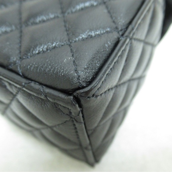 100% Authentic Chanel Drawstring Mini Chain Shoulder Bag Lambskin Black - Picture 5 of 10